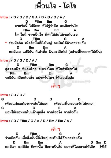 คอร์ดเพลง เพื่อนใจ โลโซ คอร์ดเพลงง่ายๆ Lenguitar