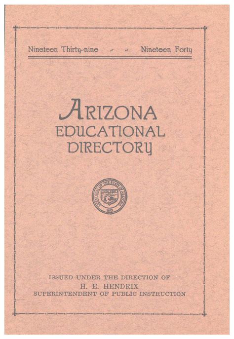 Arizona Educational Directory 1939 1940 Arizona Memory Project