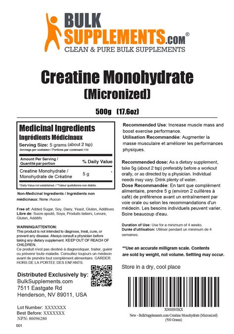 Bulksupplementscom Creatine Monohydrate Powder 5g