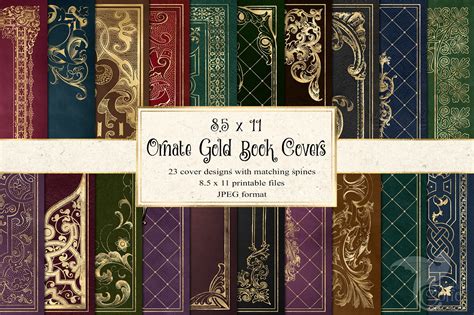 Ornate Gold Book Covers Digital Paper Graphic by Digital Curio · Creative Fabrica