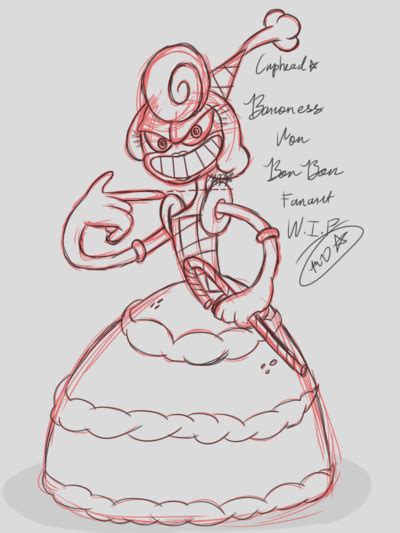 Cuphead Fanart Baroness Von Bon Bon Wip Art By Crystilialance Fan Art Bon Bons Art