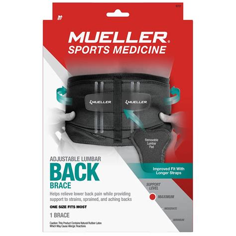 Mueller Sport Care Lumbar Back Brace With Removable Pad One Size Black