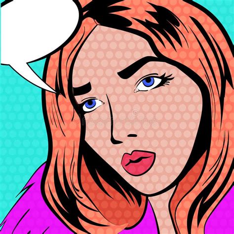 Pop Art Vector Illustration Of A Woman With Speech Bubble Stock