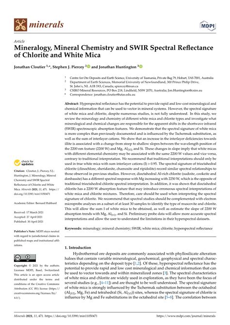 Mineralogy Mineral Chemistry And Swir Spectral Reflectance Of Docslib