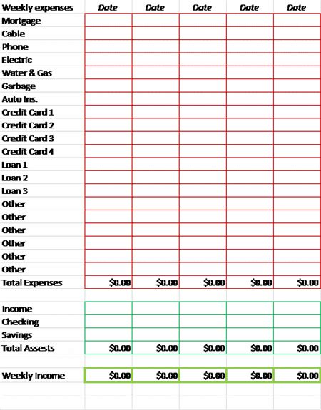 Excel Weekly Budget Planner Microsoft Excel Template Ms Office