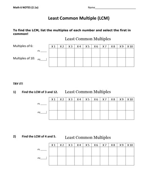 Least Common Multiple Lcm