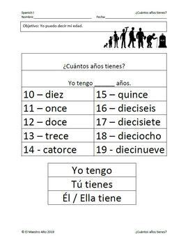 Cuántos años tienes Numeros Unit Day 2 Lesson Plan by El Maestro Alto