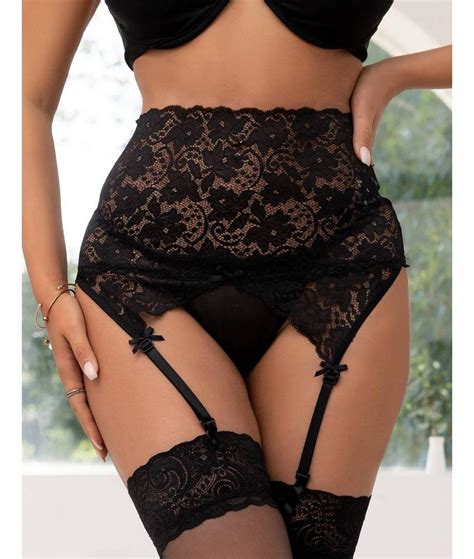 Lingerie Sexy Grande Taille Porte Jarretelles Dentelle Noir 5XL