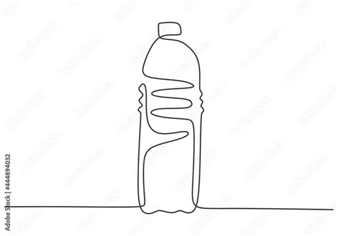 Single One Line Drawing Of A Minimalist Design Pair Of Mineral Water Bottles Isolated On White