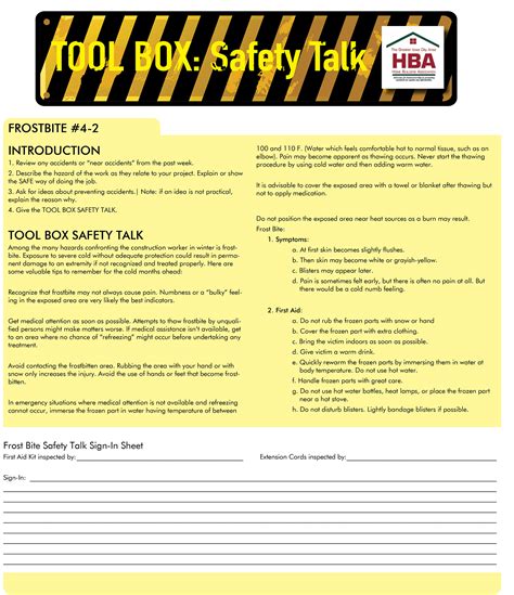 Printable Safety Toolbox Talks