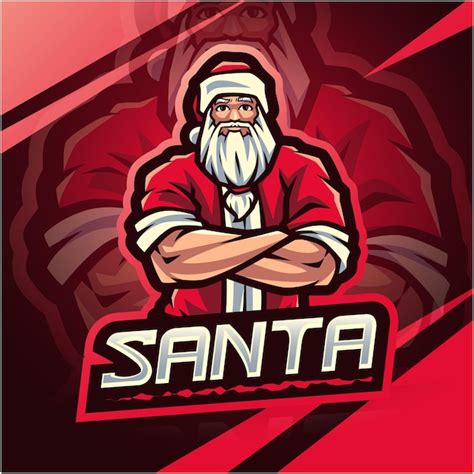 Design De Logotipo De Mascote Do Papai Noel Esport Vetor Premium