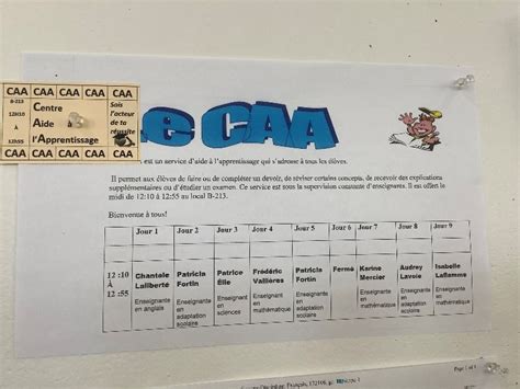 Le CAA à notre école École secondaire de Saint Anselme