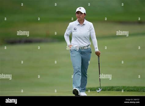 Ruoning Yin Of China Reacts To A Missed Putt On The Third Hole During