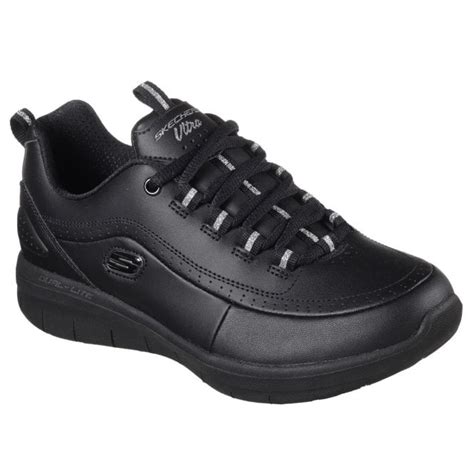 Skechers Synergy 2.0 Black Leather Lace-Up Trainers | Official Stockist | Marshall Shoes Est 1895