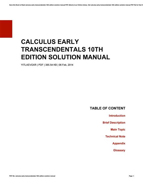 Calculus Early Transcendentals 10th Edition Solution Manual By