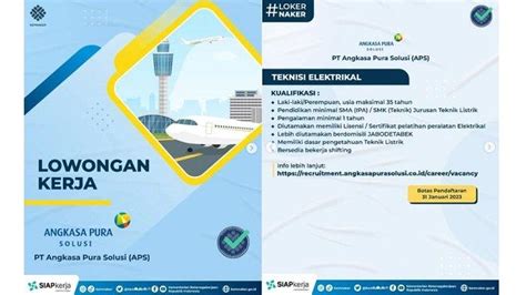 Lowongan Kerja Pt Angkasa Pura Solusi Untuk Lulusan Sma Atau Smk Teknik