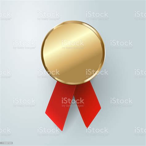 Champion Gold Medal Winner Trophy Golden Medal Sport First Best Red