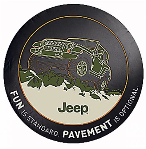 Mopar Jeep Logo Tire Cover Black Denim With Fun Is Standard Pavement