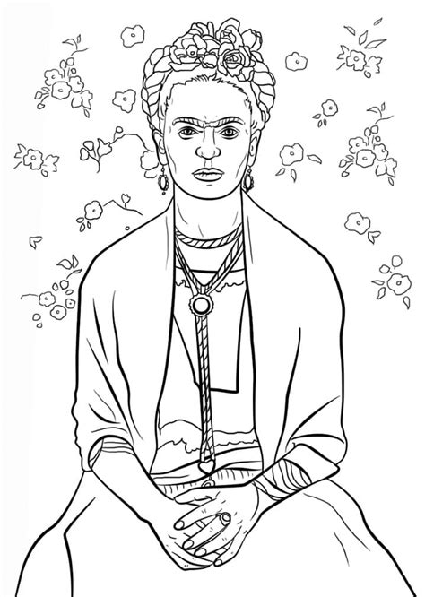 Free Printable Frida Kahlo Färbung Seite Kostenlose druckbare