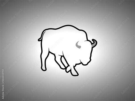 Bison Silhouette on White Background. Isolated Vector Animal Stock ...