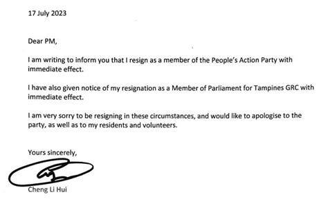 'I Am Very Sorry': Cheng Li Hui's Resignation Letter In Full