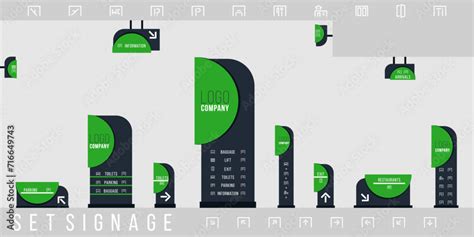Set Of Signage Vectordirectionpole Wall Mount And Traffic Signage