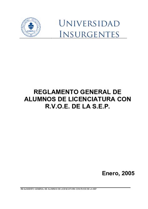 Pdf Universidad Insurgentes Reglamento General De Alumnos De Licenciatura Con Rvoe De La Sep