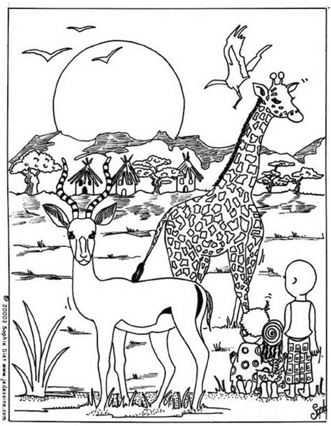 Coloriage Animaux sauvages de la jungle 21305 Animaux Dessin à