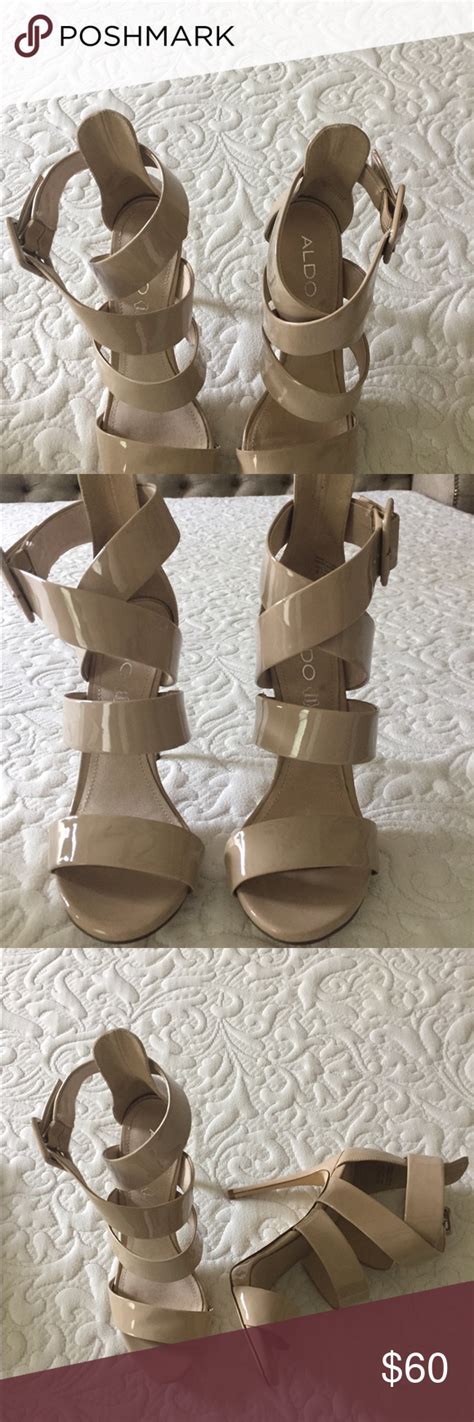 Cute Scrappy High Heeled Nude Shoes By Aldo