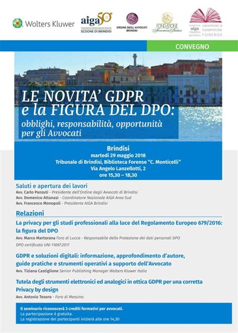 Brindisi LE NOVITA GDPR E LA FIGURA DEL DPO OBBLIGHI