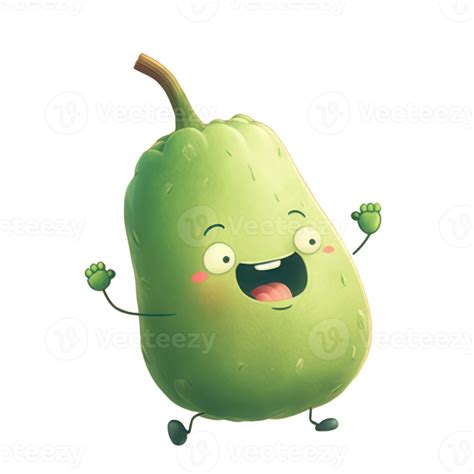 Cute Happy Chayote Character Ai Generative Png