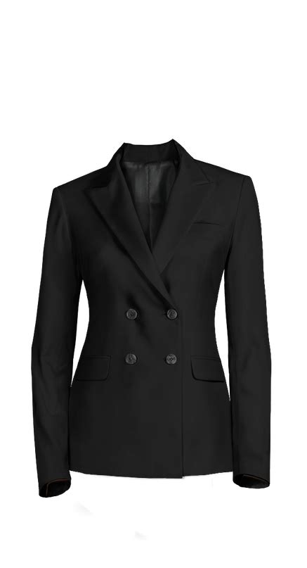 Premium Black Double Breasted Wool Woman Suit Sumissura