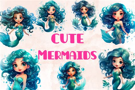 Cute Mermaids Sublimation Clipart Graphic By Precisepixelart · Creative Fabrica