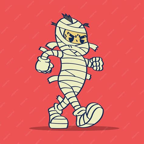 Premium Vector Cartoon Character Halloween Mummies Walking Drawing Vector Illustration Vintage