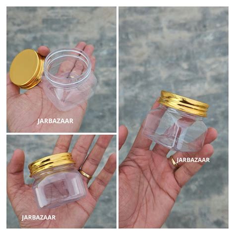 Ml Square Pet Jar With Metal Caps Jarbazaar