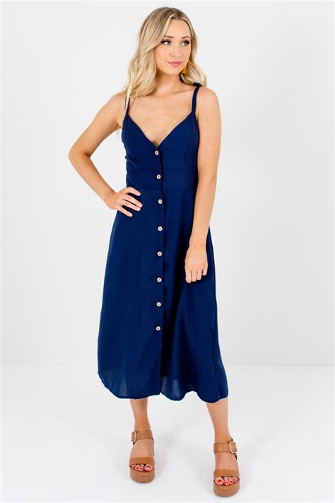 Break Away Navy Midi Dress Boutique Midi Dresses For Women Bella