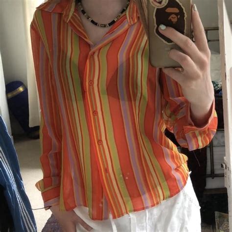 Colourful Sheer Striped Shirt From Zara Perfect Depop