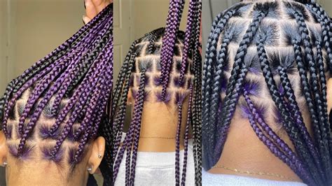 Peekaboo Knotless Braids With Purple 🫣😱 Youtube