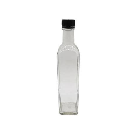 Consol 500ml Glass Bottle Square Olive Oil Bottle With Black Lid