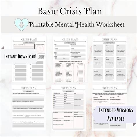 Crisis Plan Basic Mental Health Crisis Planner Etsy Uk