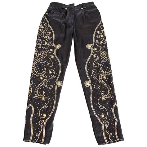 Gianni Versace Pant Iconic Vintage Leather Studded Black At 1stdibs