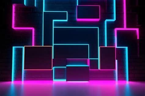 Pink Neon Panels Illuminated Wallpaper Graphic By Ranya Art Studio