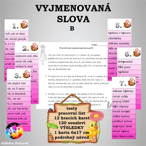 VYJMENOVANÁ SLOVA PO B bez chytáků Český jazyk gramatika