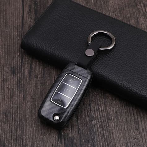 Carbon Fiber Car Key Cover Case For Volkswagen Vw Polo Passat B Golf