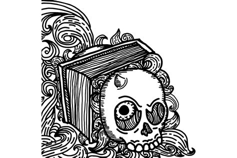 Demon Skull Book Ornament Border Design 24543461 Png