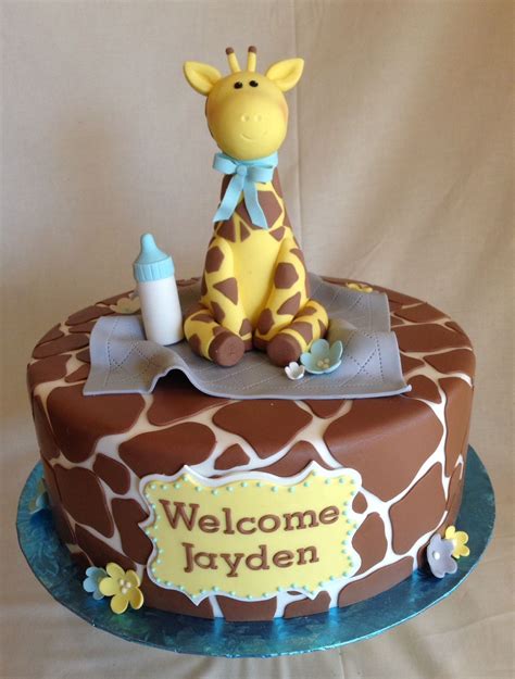 Baby Shower Cake Fondant Giraffe Print Custom Topper Giraffe