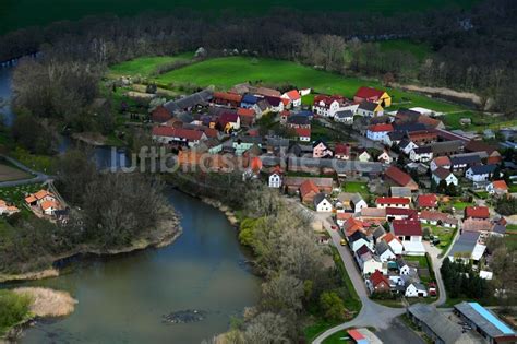 Kleindröben von oben Dorfkern an den Fluss Uferbereichen Klödener