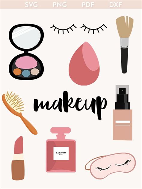 Makeup Svg Png Layered Clipart Cute Pink Girl Beauty Parfum Cosmetics