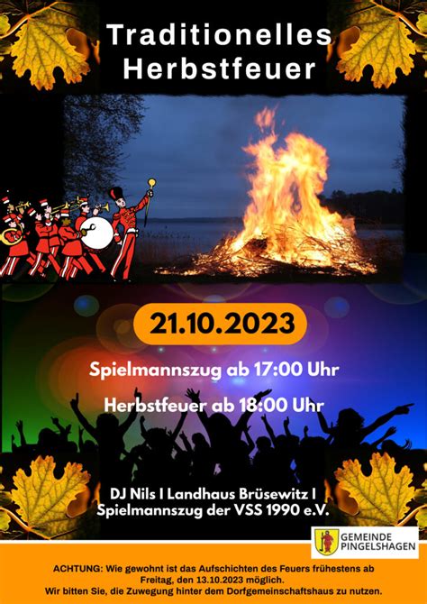 Traditionelles Herbstfeuer 2023 Gemeinde Pingelshagen