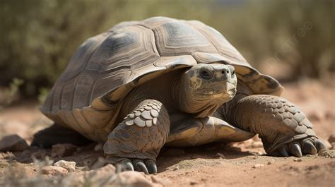 Fondo Tortuga Con Escamas En El Cuerpo Está En El Desierto Fondo